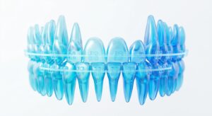 현대적인 치아교정 개념의 3D 의료 일러스트레이션