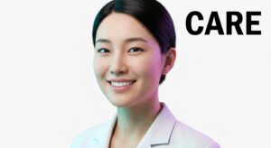 교정 치료 후 건강한 미소를 지닌 모델과 케어 컨셉